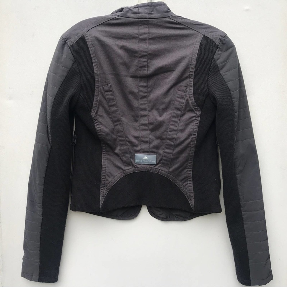 🚩FADED SHOULDERS Adidas Stella McCartney Moto jacket xs crop black biker - Picture 6 of 8
